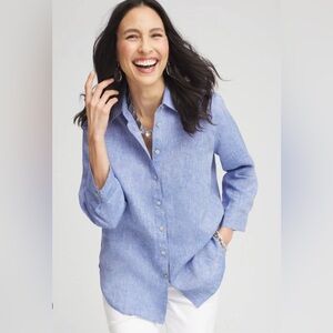 Chico’s Lenin Light Blue Button-Up Shirt